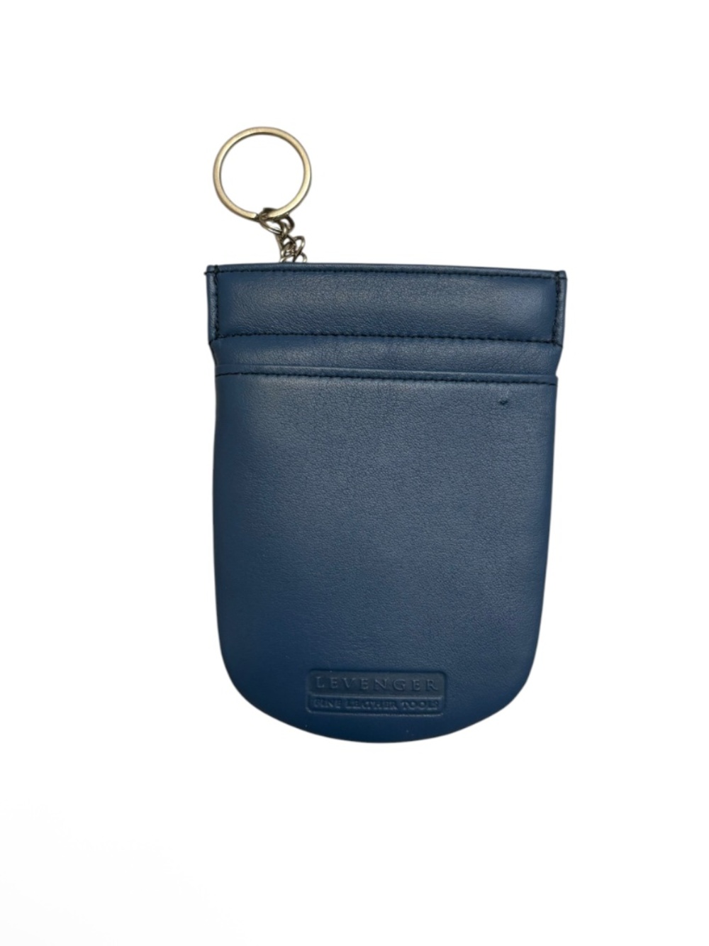 Levenger blue leather card holder pouch